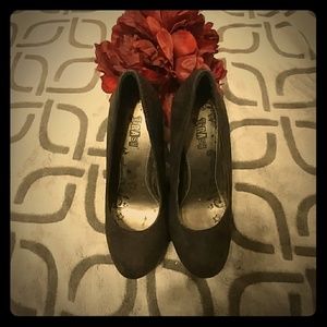 Suede platform heels.